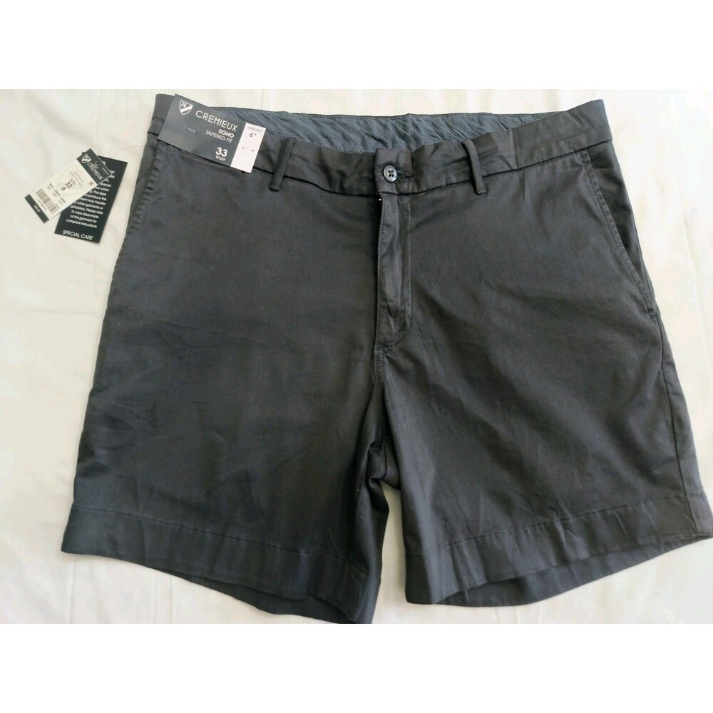 NWT Cremieux Soho Tapered Fit Shorts Size 33 Navy Blue 6" Inseam Logo Spandex